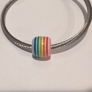 Rainbow Striped Charm for‎ Pandora Style Bracelet